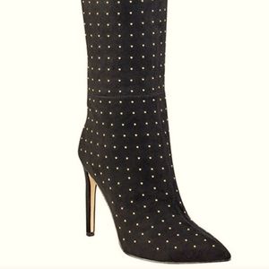 Guess Tall knee high boots gold studs -new no box
